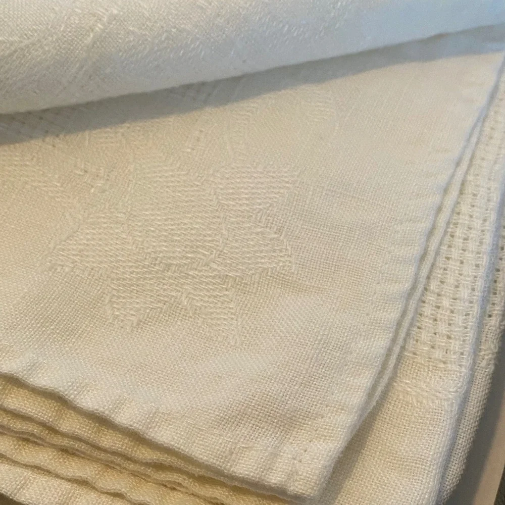 Hibernia Irish Tablecloth and Napkin Set 55x84 Ivory NEW Pure Linen DamaskFloral